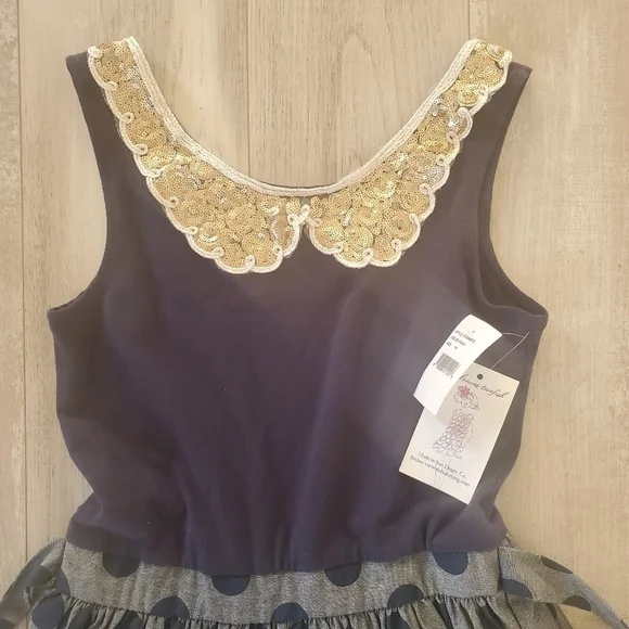 5LOAVES2FISH navy girls denim dot dress